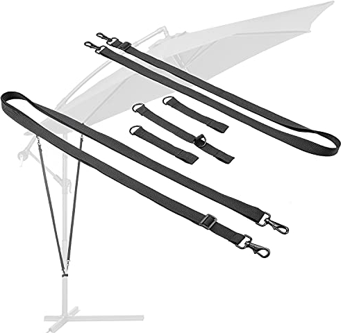 Kingsleeve Set de Protection Contre Le Vent pour Parasol Ceintures réglables en Polyester résistant au Vent Robuste Crochets massifs en métal