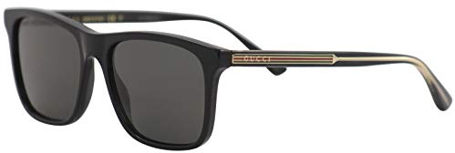 GUCCI Mens GG0381SN Sunglasses, Black-Black-Grey, 57