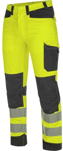 WÜRTH MODYF Warnschutz Bundhose Fluo EN 20471 - professionelle Arbeitshose für Herren - Warnschutzhose mit Knieschutztaschen - in der Größe 114 in Gelb