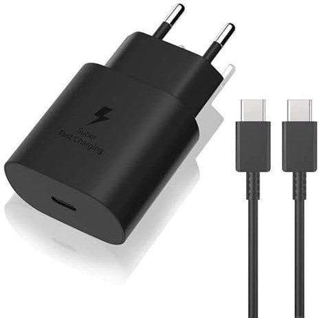 25W Caricabatterie rapido Con 2M Cavo Tipo C Compatibile con Samsung Galaxy S24/S23 /Ultra S23+/S23 /S22 /S21/S21 ultra/ S20 Ultra/S20 / S10 /S9 / S8/ A71 / A52 /A51/ A32/ A31 USB C Caricatore