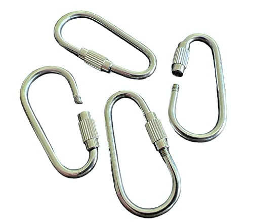 Stainless steel screw locking quick link carabiner, oval d shape locking carabiner clips, 4 Pack, size 36mm for camping, hiking, etc