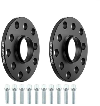 Spurverbreiterung 2 Stück Für VW Für Golf Für GTI Für Polo Schwarz 10 Mm Hubcentric Spurverbreiterungen 5 X 100 + 5 X 112 Ø 57,1 & 10 Schrauben Distanzscheiben Auto