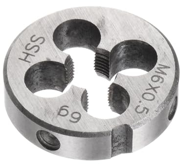 QUARKZMAN Filières à Fileter Rondes, Filetage Métrique M6 x 0.5 (Droite), Acier Rapide (HSS) Outil de Réparation de Filière de Coupe de Vis