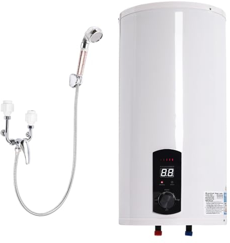 Warmwasserspeicher, 80L Elektrospeicher Warmwasserspeicher Boiler mit Handbrause, icherheitsventil, Wandhängend, Säule, 25-75°C, 2000W Durchlauferhitzer