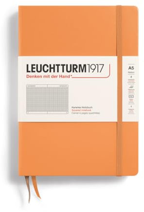 LEUCHTTURM1917 369782 Notizbuch Medium (A5), Hardcover, 251 nummerierte Seiten, Apricot, kariert