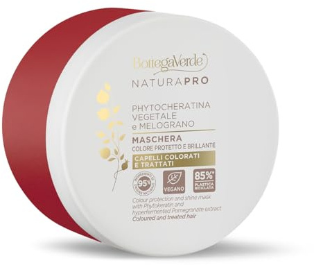 Bottega Verde - Maschera Capelli Natura Pro, per Capelli Colorati o Trattati, 250 ml, con Phytocheratina Vegetale e Iperfermentato di Melograno, Ravviva e Protegge il Colore a Lungo