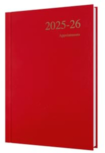 Collins 'Essentials' 12 Month Mid/Academic Year Planner, July 2025-July 2026 - ESSA51M.15-2526 -Day-to-Page Appointments Diary, A5 Hard Cover, Red