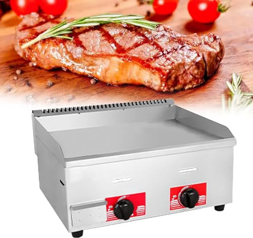 Gas Griddle LPG Commercial Stainless Steel Heavy Duty Restaurant Outdoor Griddle Gas Baking Plate Burger Grill Large Non-Stick Burners Flat Hot Plate and Can Cook for Medium to High Volumes718