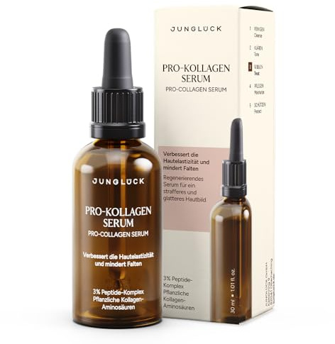 JUNGLÜCK Pro-Kollagen Serum - Vegan | Well Aging Serum mit Peptide Komplex strafft die Haut und mindert Falten - Gesichtsserum mit Matrixyl 3000 Glyx für ein strafferes und glatteres Hautbild