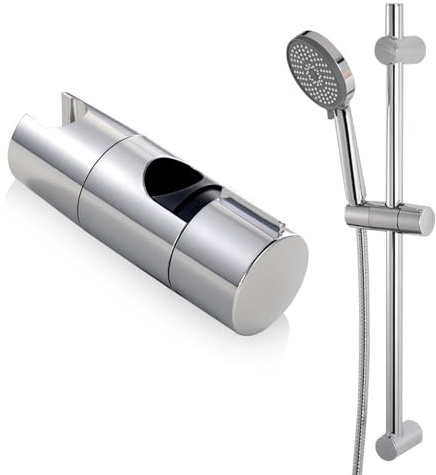 18-25MM Shower Head Holde, 360° Rotation Adjustable Showerhead Holder Bracket Chrome-Plated Design Shower Rail Rod Clamp Holder Bracket Universal Shower Head Holder Replacement for 18-25MM Slide Rod