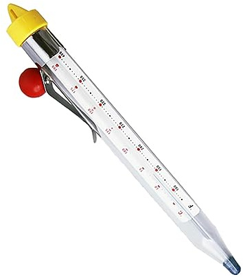 Gatuida Termómetro de Vidrio para Almíbar con Clip Resistente al Calor Termómetro para Repostería y Cocina para Temperatura Ollas y Recipientes Uso Horneado y