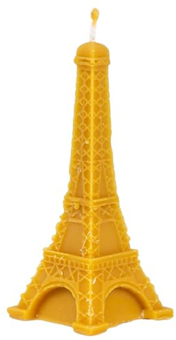 BeesWax World – Velas artesanales de cera de abeja 100% natural con mecha de algodón, decorativas, sostenibles, varios diseños (Torre Eiffel – Altura: 125 mm | Ø 50 mm)