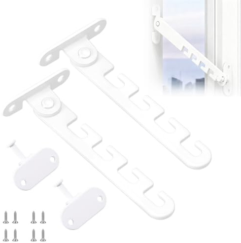 LAKPYN 2 Piezas limitador Apertura Ventanas, Ajuste de Varias Velocidades, Instalación sin Perforación,Universal Cierrapuertas, Para el Ajuste de (Blanco)