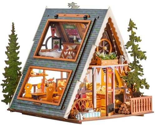 ROBOTIME - Maquetas de construcción para adultos, casa en miniatura con marco en A, casa de muñecas de madera a partir de 14 años, regalos para mujeres y hombres