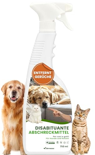 Dermazoo Disabituante per Cani e Repellente per Gatti 750ml Spray Anti Urina Disabituante Gatti e Repellente per Cani per Uso Interno ed Esterno con Estratto Vegetale di Agrumi e Timo