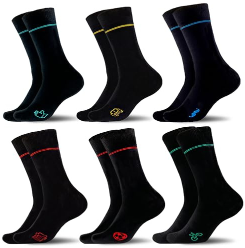 WeciBor Men's Black Bamboo Sock 6 Pack Dress Soft Moisture Wicking Socks Size 8-12