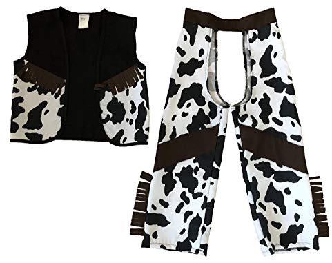 StoryBook Wishes Classic Cowboy Chaps & Vest (4-6, Dark Brown/Black)