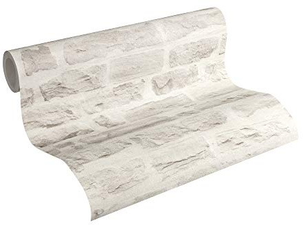A.S. Création Non-woven tapet Best of Wood`n Stone 2nd Edition tapet i stenutseende fotorealistisk stentapet natursten 10,05 m x 0,53 m grå Made in Germany 355804 35580-4