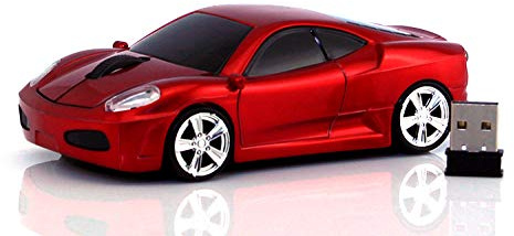 Jinfili Sleep Sport Car Shaped Wireless Computer Mouse Ergonomic Gaming Optical Mouse USB 2.4G Mini Receiver Office Accessories for PC Windows Laptop Notebook Mac