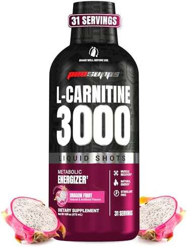 ProSupps L-Carnitine Liquid 3000, Stimulant-Free Liquid Shots for Men & Women - Clean Workout Drink for Energy, Performance & Muscle Recovery - No Sugar, No Carbs - 31 Servings, Dragon Fruit
