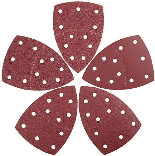 LotFancy 100 St. Klett Schleifpapier Set für Dreieckschleifer, Deltaschleifer Schleifpapier 105x152 mm, Körnung P40 P60 P80 P120 P240, 11 Löcher, Schleifscheiben für Multischleifer