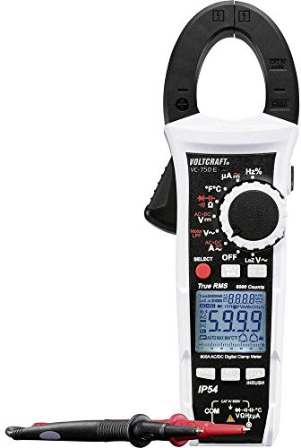 VOLTCRAFT VC-750 E Stromzange, Hand-Multimeter kalibriert (ISO) digital Spritzwassergeschützt (IP54) CAT IV 600 V Anzei