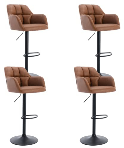 Wahson Barhocker 4er Set, Barstuhl aus PU-Leder, Thekenhocker mit Fußstütze, Barhocker für Hausbar/Küche