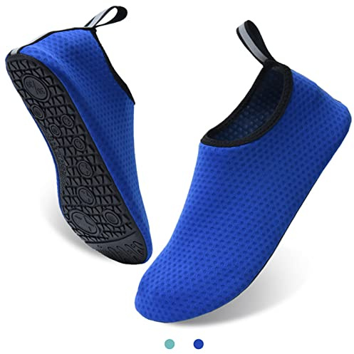 RICHDMI Zapatos de Playa, Zapatos de Agua Hombre, Zapatillas de Agua Para Mujer, Calzado Agua Secado Rápido Zapatillas de Deportes Acuáticos Buceo Natación Surf Yoga(Azul, numeric_44)