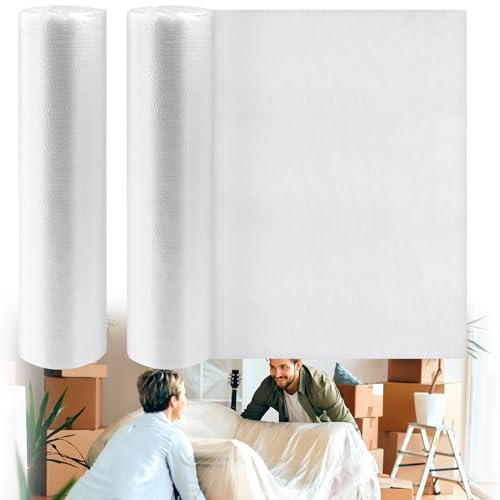 UNIFAMILY Lot de 2 rouleaux de film de soie imperméable pour coussin, 200 x 20 m, facile à installer dans le coussin, film d'emballage pour meubles, maison, bureau