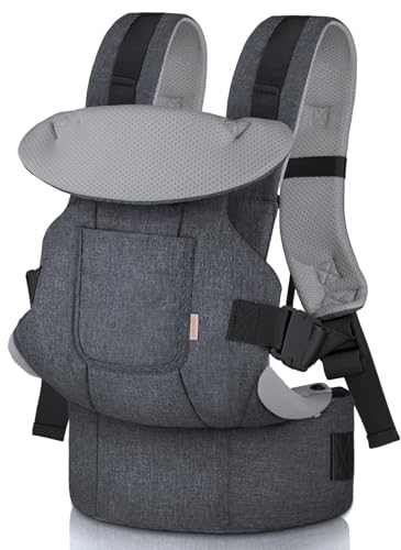 GAGAKU Porte-bébé pour bébés et tout-petits de 0 à 36 mois, Advanced 4-en-1 Porte bebe Facile à porter en position face à face vers l'avant et vers l'arrière pour enfants-Gris foncé