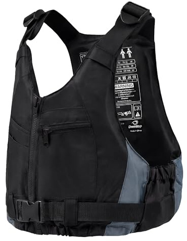 Owntop Buoyancy Aids Adults, Adjustable Buoyancy Jacket Unisex, Swim Vest with Pockets and Crotch Strap for Paddleboarding Kayaking Fishing Watersports - Black M/L