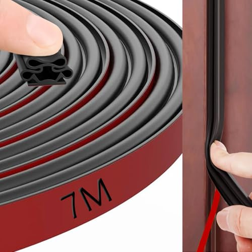 Guarnizione per Porta Finestra Adesiva 10mm*10mm*7M Guarnizione Porta Guarnizioni Finestre per Isolamento Dal Caldo Insonorizzata Polvere (Nero, 10mm*10mm*7M)