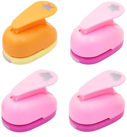 PWGHWG Motivstanzer Set 4 Stück Motivlocher Stanzer Set Herzen Schmetterlinge Sterne Kirschblüten Papierstanzer Set für DIY Scrapbook Grußkarten Handwerk (Zufällige Farbe)