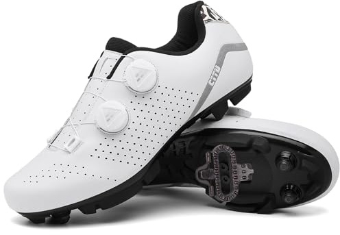 PENXZT Zapatilla de Ciclismo MTB Hombre Mujer, Zapatos Bicicleta de Montaña Compatible con SPD Pedales 2 Tornillos con Calas Unisex Adulto Respirables
