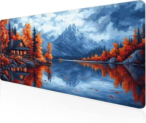 Musmatta stuga spelmusmatta skugga stor skrivbordsmatta 1 600 x 800 x 3 mm, arbete från hem väsentligheter halkfri gummibas speciell texturerad vattentålig yta slitstark skrivbord matt för bärbar