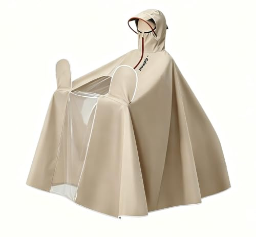 Poncho för elektrisk cykel, unisex vuxenponcho som täcker hela kroppen, vattentät med dragkedja i nacken, cape för kvinnor som reser i skoter (kaffe, 4XL)