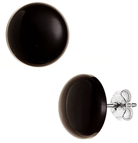 Jobo Damen-Ohrstecker aus 925 Sterling Silber mit Onyx 10 mm Rund