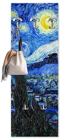 Lupia - Appendiabiti da Parete 46x125 cm | Design Notte Stellata | 5 Ganci Robusti | Montaggio Facile | Pannello Decorativo Multifunzione, Multicolor, Legno Ingegnerizzato