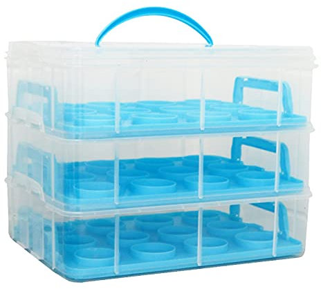 Oypla Blue 3 Tier 36 Cupcake Plastic Carrier Holder Storage Container