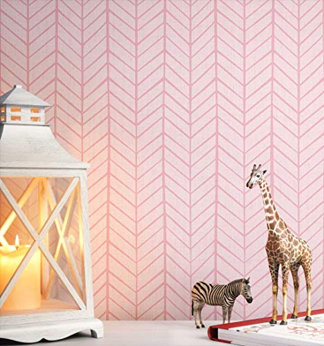 NEWROOM Kindertapete rosa Fischgräten Muster Kinder Vliestapete Vlies Kindertapete Kinderzimmer Babytapete Babyzimmer Grafisch