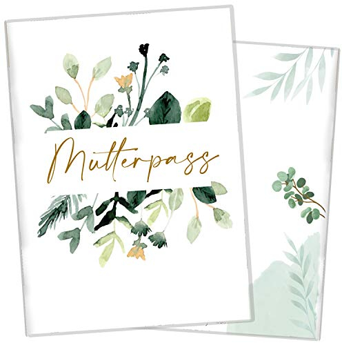 cozy racoon 3-teilige Mutterpasshülle für den Deutschen Mutterpass | Hochwertige Hülle für deinen Mutterpass (Kunststoff) | Design Green Flowers (ohne Personalisierung)