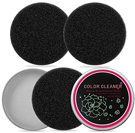 HONGECB Éponge pour Nettoyage de Pinceaux, Boîte de Nettoyage à Sec pour Changement Rapide de Couleur, Nettoyant pour Pinceaux de Maquillage (1 boîte + 3 éponges)