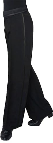 Ready4Dance Pantalon Homme Danse Latino-Américaine avec Ceinture et Bande Latérale en Satin | Made in Italy | Tailles S-XXL | Idéal pour Compétition, Entraînement, Salsa, Cha Cha et Samba,XL