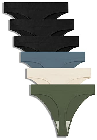 GRANKEE Women's High Waisted Breathable Seamless Thong Panties No Show Underwear 6 Pack(Summer 6 pack M)