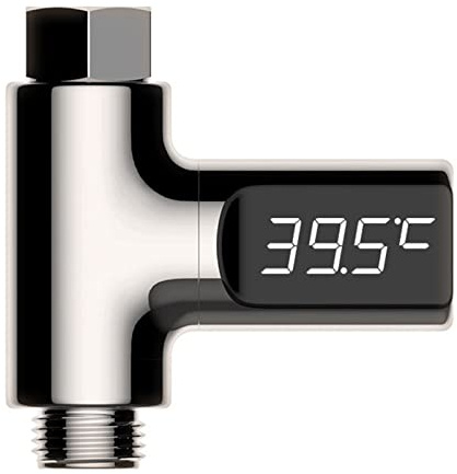 Chesoon Termometro da doccia a lettura istantanea con display digitale a LED 5-85℃ Luce alimentata ad acqua per bagnetto schermo rotante a 360° per casa bagno cucina