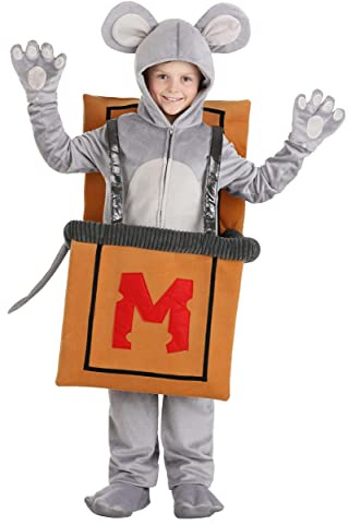 Fun Costumes Kid's Trapped Mouse Halloween Costume - Mouse Trap Costume for Children - Funny Animal Costumes for Boys & Girls, Gray (Large)