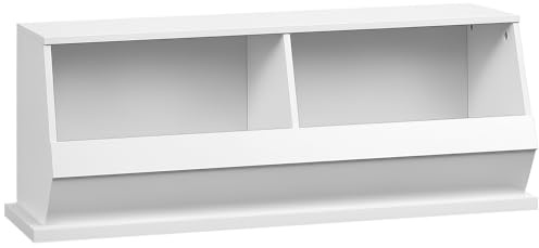 HOMCOM Coffre de Rangement Banc avec 2 Casiers 90L x 36l x 35H cm Blanc