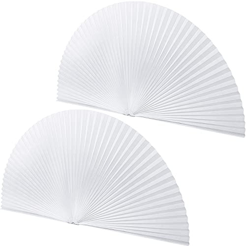 Fainne 2 Pcs Half Moon Window Shade Half Circle Arch Window Blackout, Light Filtering Pleated Fabric Shade No Drill Easy Install Light Blocking Blinds, 36 x 72 Inch (White)