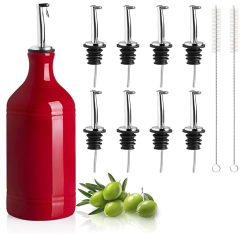 8 Stücke Flaschen Ausgießer,Ausgießer öl,Spirituosen Ausgießer,Edelstahl Ausgießer mit 2 Bürste,Flaschenausgießer Edelstahl mit Klappe für Wein Schnaps Olivenöl Kaffee Sirup Essig Öl-Ausgießer