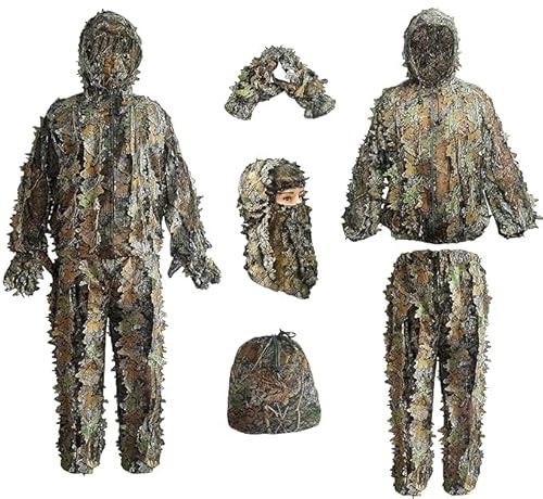 LYLPYHDP Ghillie Suit, Kids Adult 3D Leafy Camouflage Clothing, Camo Suit for Turkey Hunting, Hunting for Outdoor Game and Halloween